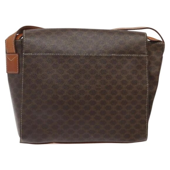 CELINE Macadam Canvas Circle Shoulder Bag PVC Leather Brown Gold Auth 122059 - Picture 4 of 14